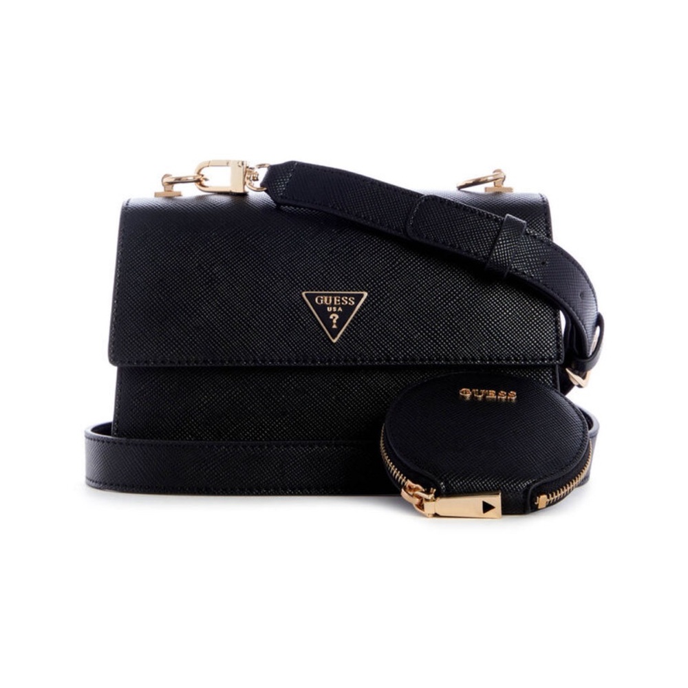 GUESS Black Crossbody Bag with Gold Accents